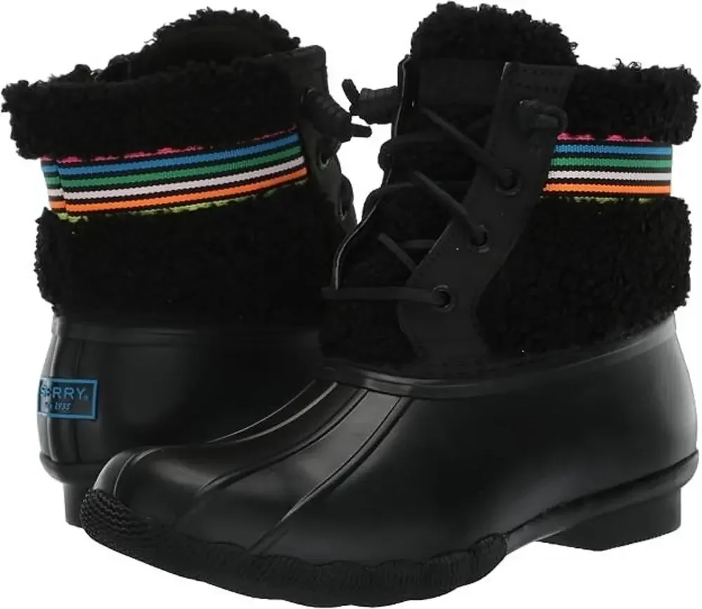 Sperry Saltwater Sherpa Black Waterproof Duck Rain Boots Women's 6.5 NIB STS8908